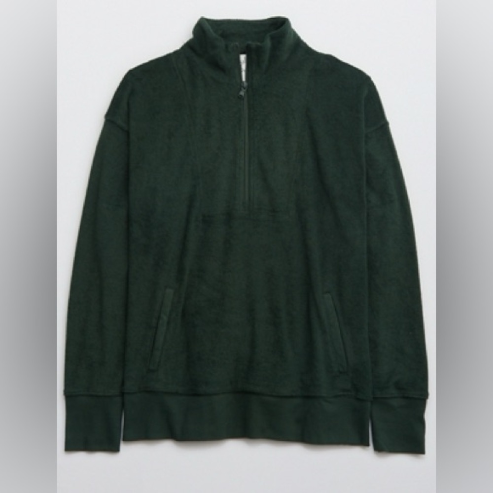 OFFLINE By Aerie Summer Lights Terry Sweatshirt in sycamore green